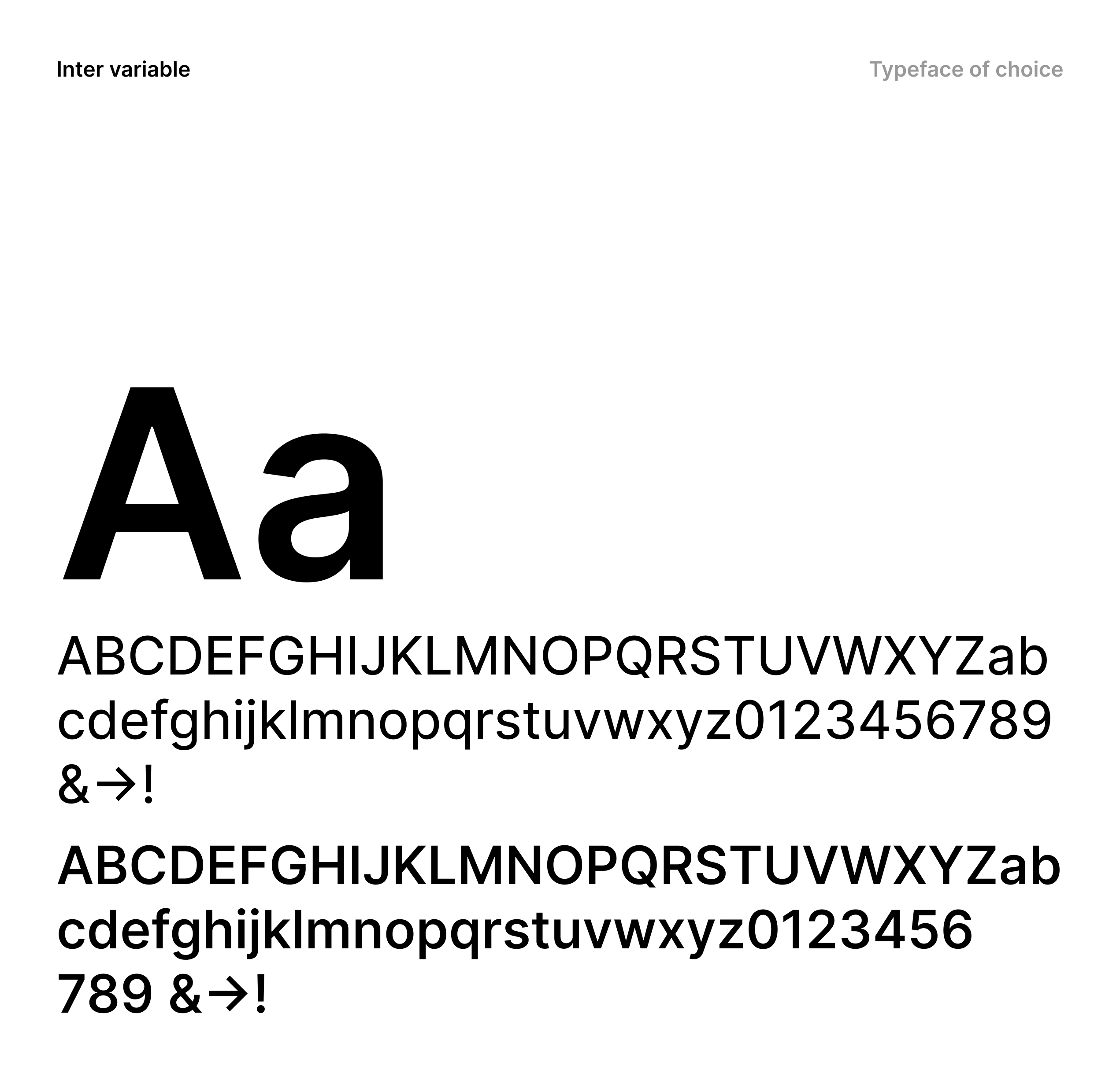 Presentation of font Inter with example glyphs
